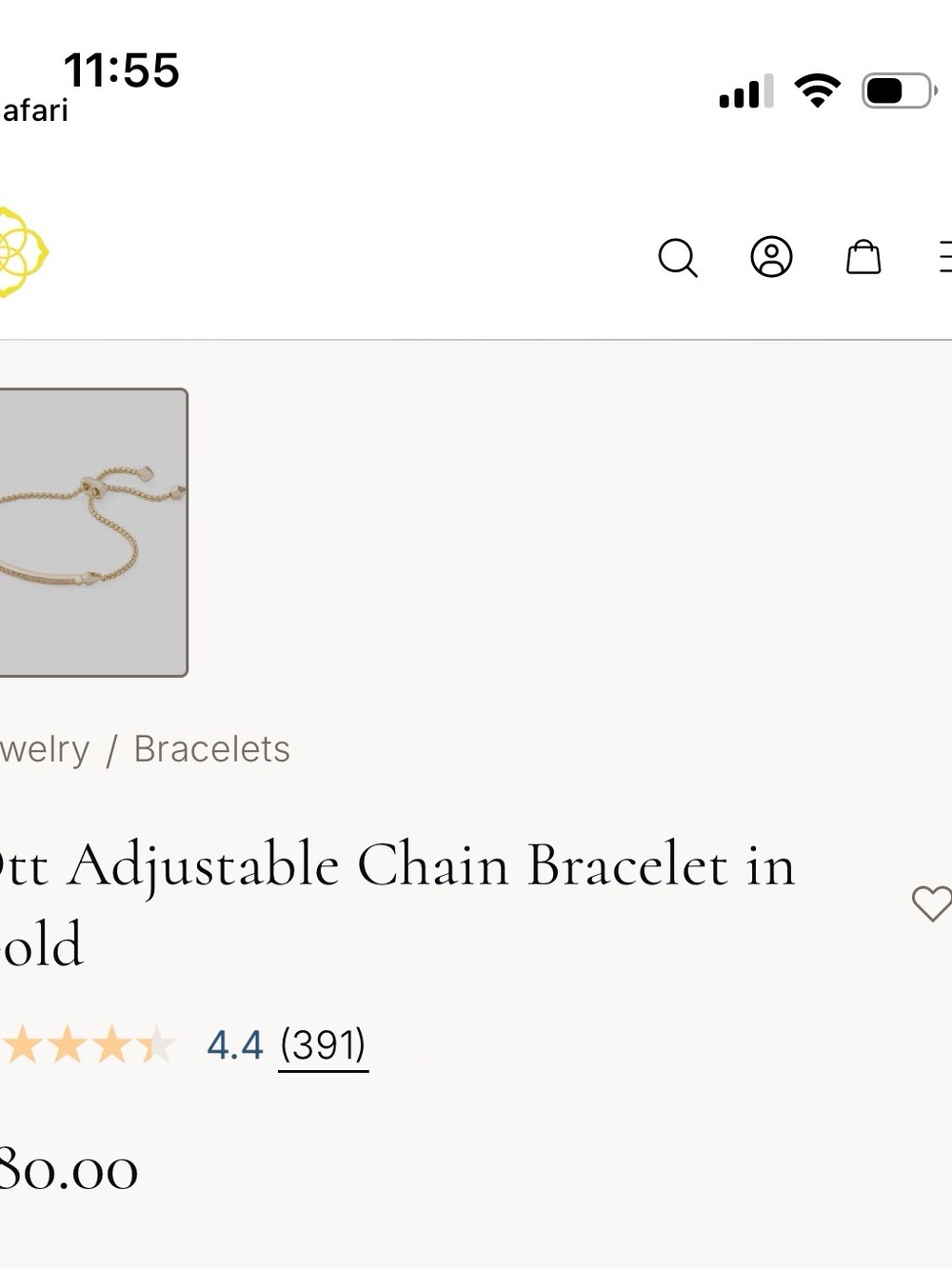 Kendra Scott Gold Adjustable Link Bracelet - Picture 2 of 4